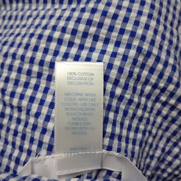 Adonna Blue Gingham House Coat Zip Up Robe House Dress Moomoo Size Large - Picture 7 of 9